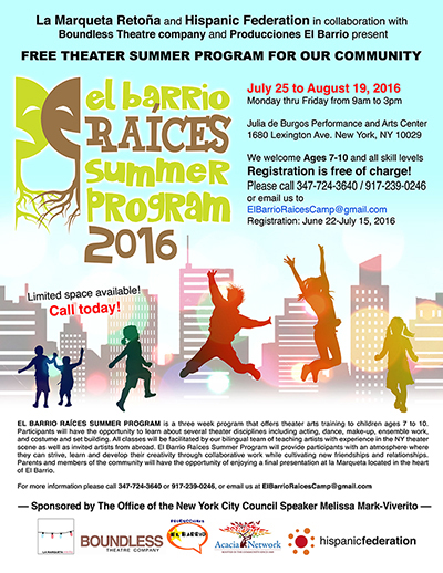 Read more about the article El Barrio Raíces Summer Program 2016